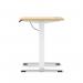 Air Lite 1000 x 600mm Height Adjustable Office Desk Maple Top Cable Ports White Leg HA03848