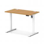 Air Lite 1000 x 600mm Height Adjustable Office Desk Oak Top Cable Ports White Leg HA03849