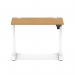 Air Lite 1000 x 600mm Height Adjustable Office Desk Oak Top Cable Ports White Leg HA03849