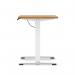 Air Lite 1000 x 600mm Height Adjustable Office Desk Oak Top Cable Ports White Leg HA03849