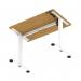 Air Lite 1000 x 600mm Height Adjustable Office Desk Oak Top Cable Ports White Leg HA03849