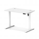 Air Lite 1000 x 600mm Height Adjustable Office Desk White Top Cable Ports White Leg HA03850