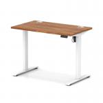Air Lite 1000 x 600mm Height Adjustable Office Desk Walnut Top Cable Ports White Leg HA03851