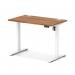 Air Lite 1000 x 600mm Height Adjustable Office Desk Walnut Top Cable Ports White Leg HA03851