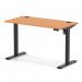 Air Lite 1200 x 600mm Height Adjustable Office Desk Beech Top Cable Ports Black Leg HA03852