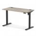 Air Lite 1200 x 600mm Height Adjustable Office Desk Grey Oak Top Cable Ports Black Leg HA03854