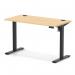 Air Lite 1200 x 600mm Height Adjustable Office Desk Maple Top Cable Ports Black Leg HA03855