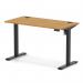 Air Lite 1200 x 600mm Height Adjustable Office Desk Oak Top Cable Ports Black Leg HA03856