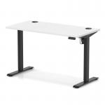 Air Lite 1200 x 600mm Height Adjustable Office Desk White Top Cable Ports Black Leg HA03857