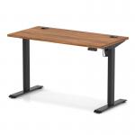 Air Lite 1200 x 600mm Height Adjustable Office Desk Walnut Top Cable Ports Black Leg HA03858