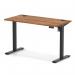 Air Lite 1200 x 600mm Height Adjustable Office Desk Walnut Top Cable Ports Black Leg HA03858