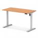 Air Lite 1200 x 600mm Height Adjustable Office Desk Beech Top Cable Ports Silver Leg HA03859