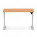 Air Lite 1200 x 600mm Height Adjustable Office Desk Beech Top Cable Ports Silver Leg HA03859
