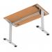 Air Lite 1200 x 600mm Height Adjustable Office Desk Beech Top Cable Ports Silver Leg HA03859