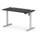 Air Lite 1200 x 600mm Height Adjustable Office Desk Black Top Cable Ports Silver Leg HA03860
