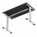 Air Lite 1200 x 600mm Height Adjustable Office Desk Black Top Cable Ports Silver Leg HA03860
