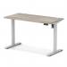 Air Lite 1200 x 600mm Height Adjustable Office Desk Grey Oak Top Cable Ports Silver Leg HA03861
