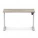 Air Lite 1200 x 600mm Height Adjustable Office Desk Grey Oak Top Cable Ports Silver Leg HA03861