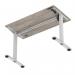 Air Lite 1200 x 600mm Height Adjustable Office Desk Grey Oak Top Cable Ports Silver Leg HA03861