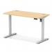 Air Lite 1200 x 600mm Height Adjustable Office Desk Maple Top Cable Ports Silver Leg HA03862