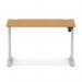 Air Lite 1200 x 600mm Height Adjustable Office Desk Oak Top Cable Ports Silver Leg HA03863