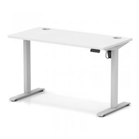 Air Lite 1200 x 600mm Height Adjustable Office Desk White Top Cable Ports Silver Leg HA03864