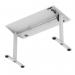 Air Lite 1200 x 600mm Height Adjustable Office Desk White Top Cable Ports Silver Leg HA03864