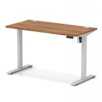 Air Lite 1200 x 600mm Height Adjustable Office Desk Walnut Top Cable Ports Silver Leg HA03865