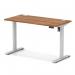 Air Lite 1200 x 600mm Height Adjustable Office Desk Walnut Top Cable Ports Silver Leg HA03865