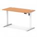 Air Lite 1200 x 600mm Height Adjustable Office Desk Beech Top Cable Ports White Leg HA03866