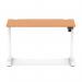 Air Lite 1200 x 600mm Height Adjustable Office Desk Beech Top Cable Ports White Leg HA03866