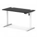 Air Lite 1200 x 600mm Height Adjustable Office Desk Black Top Cable Ports White Leg HA03867