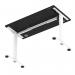 Air Lite 1200 x 600mm Height Adjustable Office Desk Black Top Cable Ports White Leg HA03867