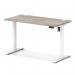 Air Lite 1200 x 600mm Height Adjustable Office Desk Grey Oak Top Cable Ports White Leg HA03868