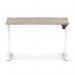 Air Lite 1200 x 600mm Height Adjustable Office Desk Grey Oak Top Cable Ports White Leg HA03868