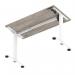Air Lite 1200 x 600mm Height Adjustable Office Desk Grey Oak Top Cable Ports White Leg HA03868