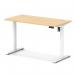 Air Lite 1200 x 600mm Height Adjustable Office Desk Maple Top Cable Ports White Leg HA03869