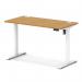 Air Lite 1200 x 600mm Height Adjustable Office Desk Oak Top Cable Ports White Leg HA03870