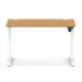 Air Lite 1200 x 600mm Height Adjustable Office Desk Oak Top Cable Ports White Leg HA03870