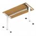 Air Lite 1200 x 600mm Height Adjustable Office Desk Oak Top Cable Ports White Leg HA03870
