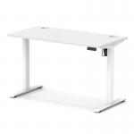 Air Lite 1200 x 600mm Height Adjustable Office Desk White Top Cable Ports White Leg HA03871