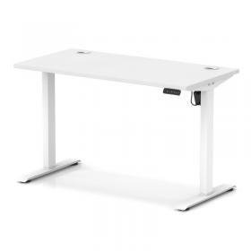 Air Lite 1200 x 600mm Height Adjustable Office Desk White Top Cable Ports White Leg HA03871