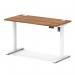 Air Lite 1200 x 600mm Height Adjustable Office Desk Walnut Top Cable Ports White Leg HA03872