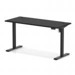 Air Lite 1400 x 600mm Height Adjustable Office Desk Black Top Cable Ports Black Leg HA03874