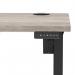 Air Lite 1400 x 600mm Height Adjustable Office Desk Grey Oak Top Cable Ports Black Leg HA03875