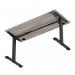 Air Lite 1400 x 600mm Height Adjustable Office Desk Grey Oak Top Cable Ports Black Leg HA03875