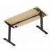 Air Lite 1400 x 600mm Height Adjustable Office Desk Maple Top Cable Ports Black Leg HA03876