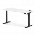 Air Lite 1400 x 600mm Height Adjustable Office Desk White Top Cable Ports Black Leg HA03878