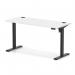 Air Lite 1400 x 600mm Height Adjustable Office Desk White Top Cable Ports Black Leg HA03878