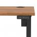 Air Lite 1400 x 600mm Height Adjustable Office Desk Walnut Top Cable Ports Black Leg HA03879